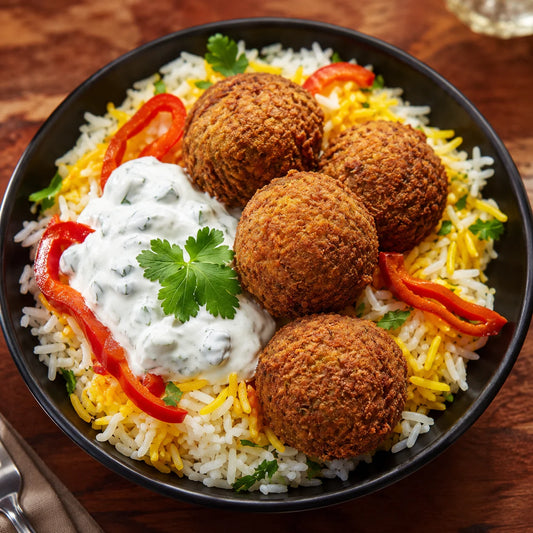 Fresh falafel rice bowl
