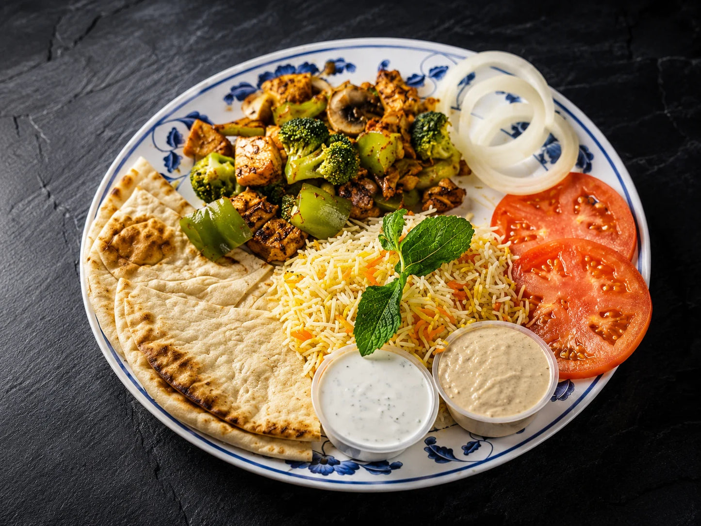 Grill vegetables protein gyro or chicken platte