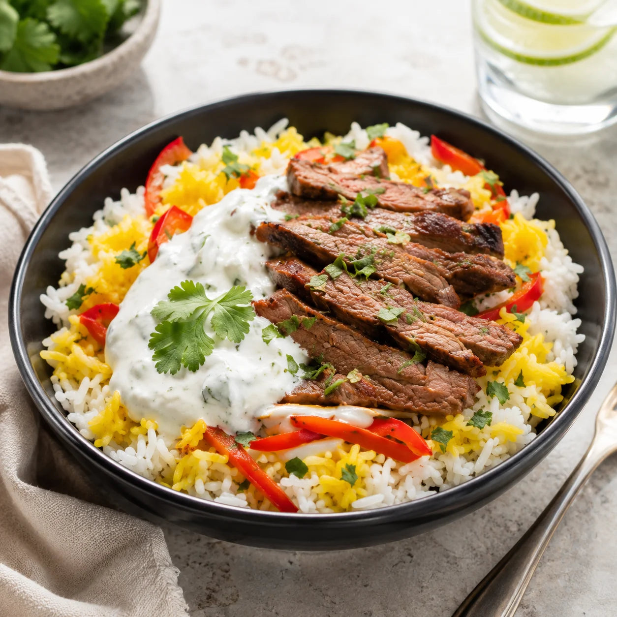 Chicken gyro rice bowl
