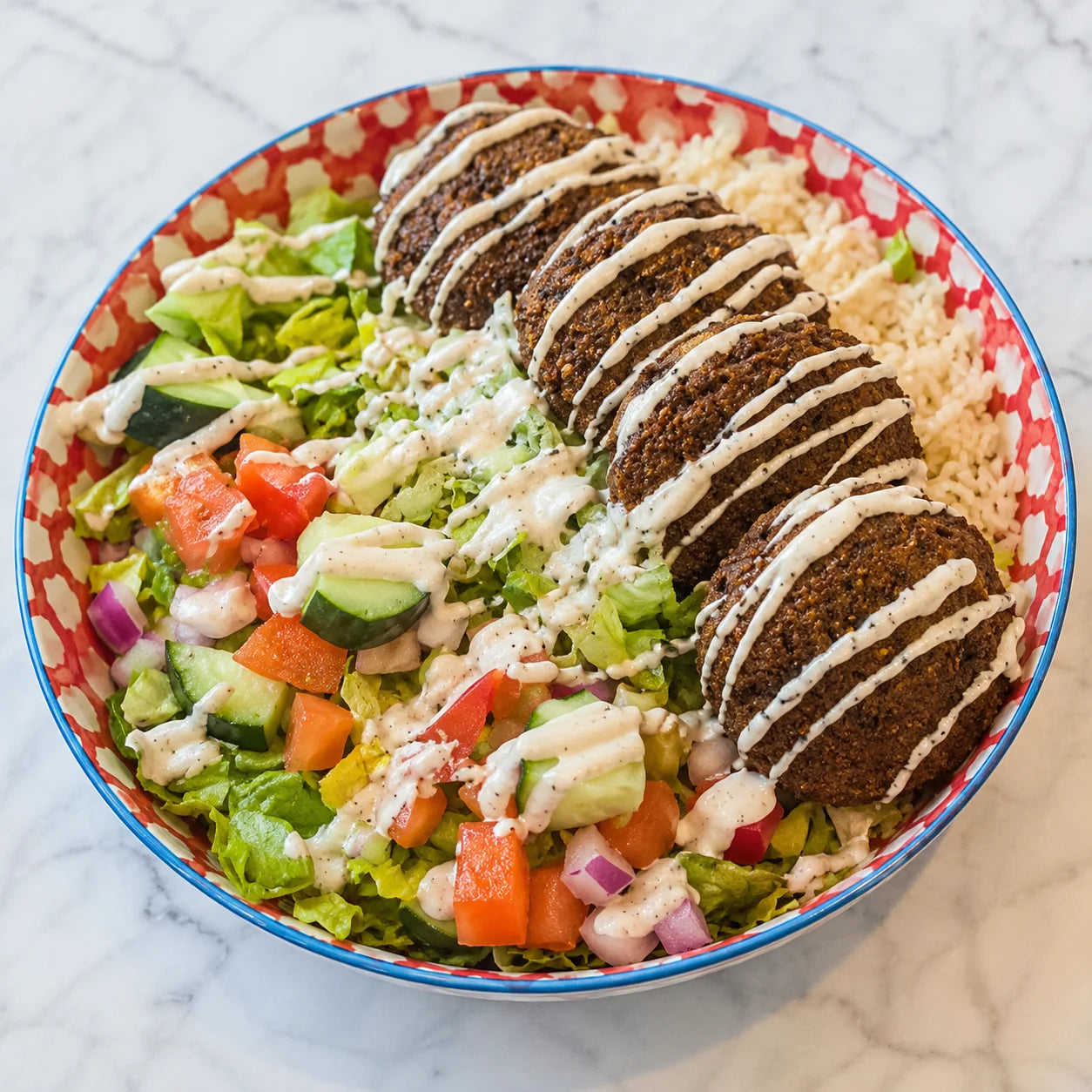 Crispy falafel loaded fries
