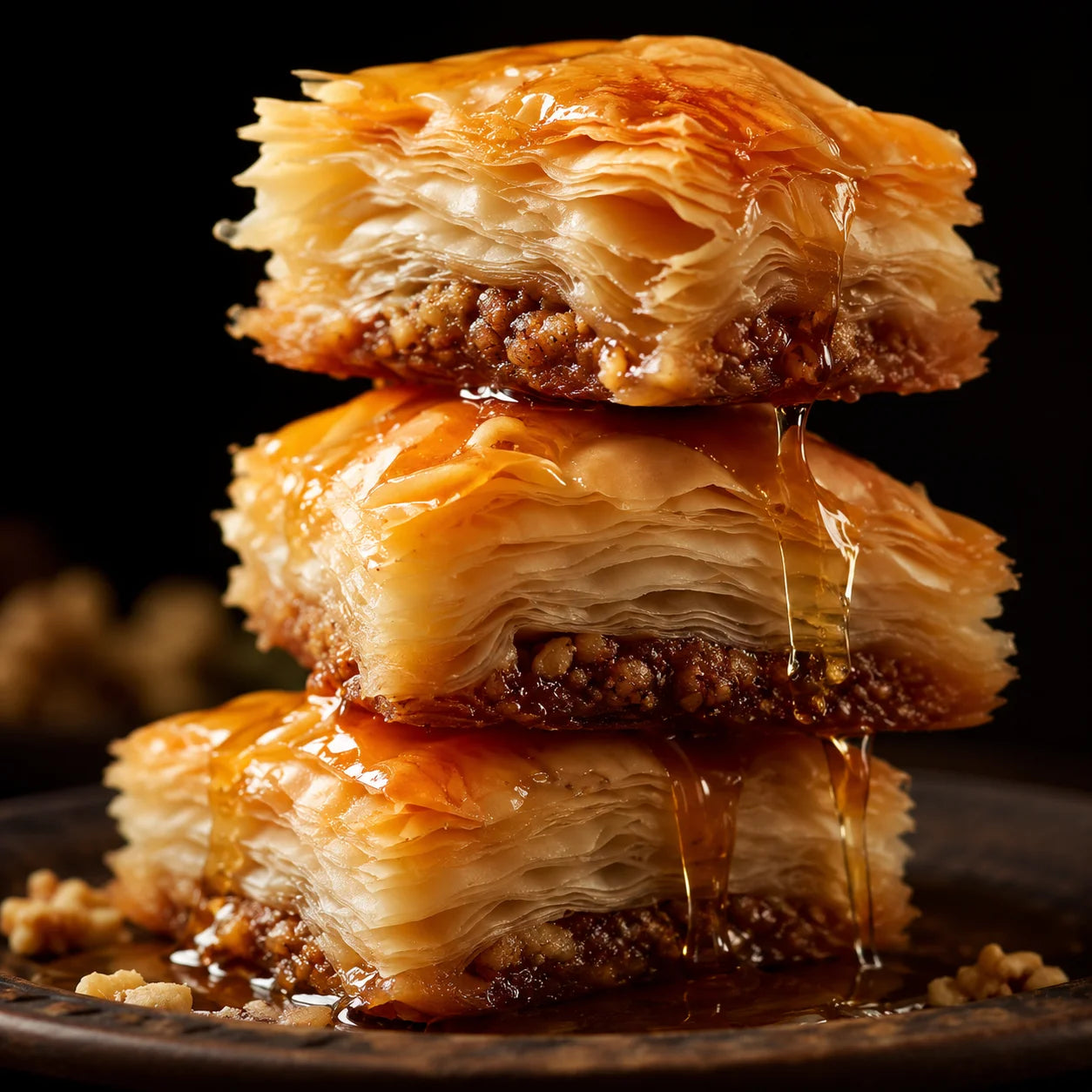 Delicious baklava slices
