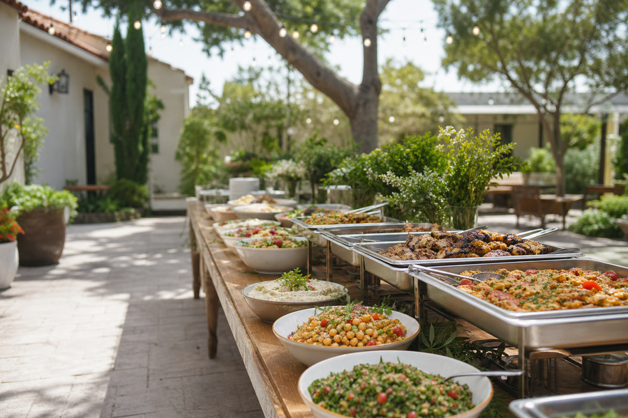 Event catering service with stylish food presentation