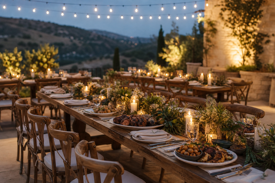 Experienced caterers preparing meals for guests