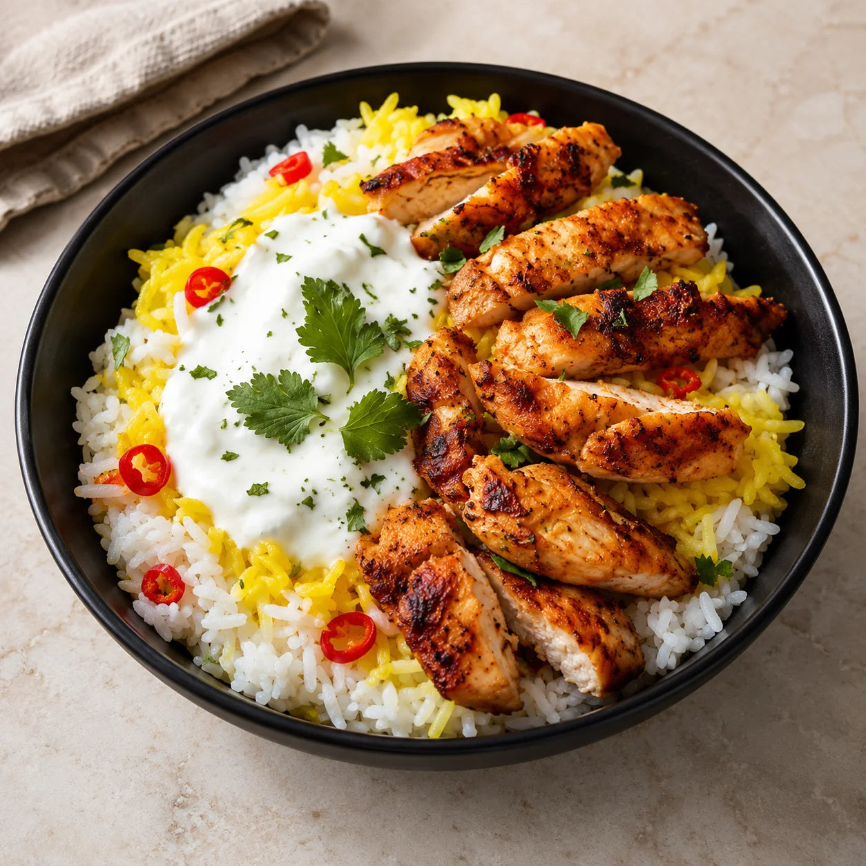 Flavorful chicken rice meal
