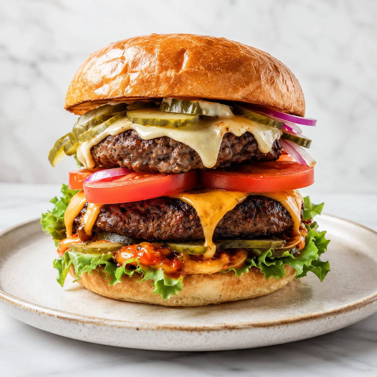 Fresh double cheeseburger
