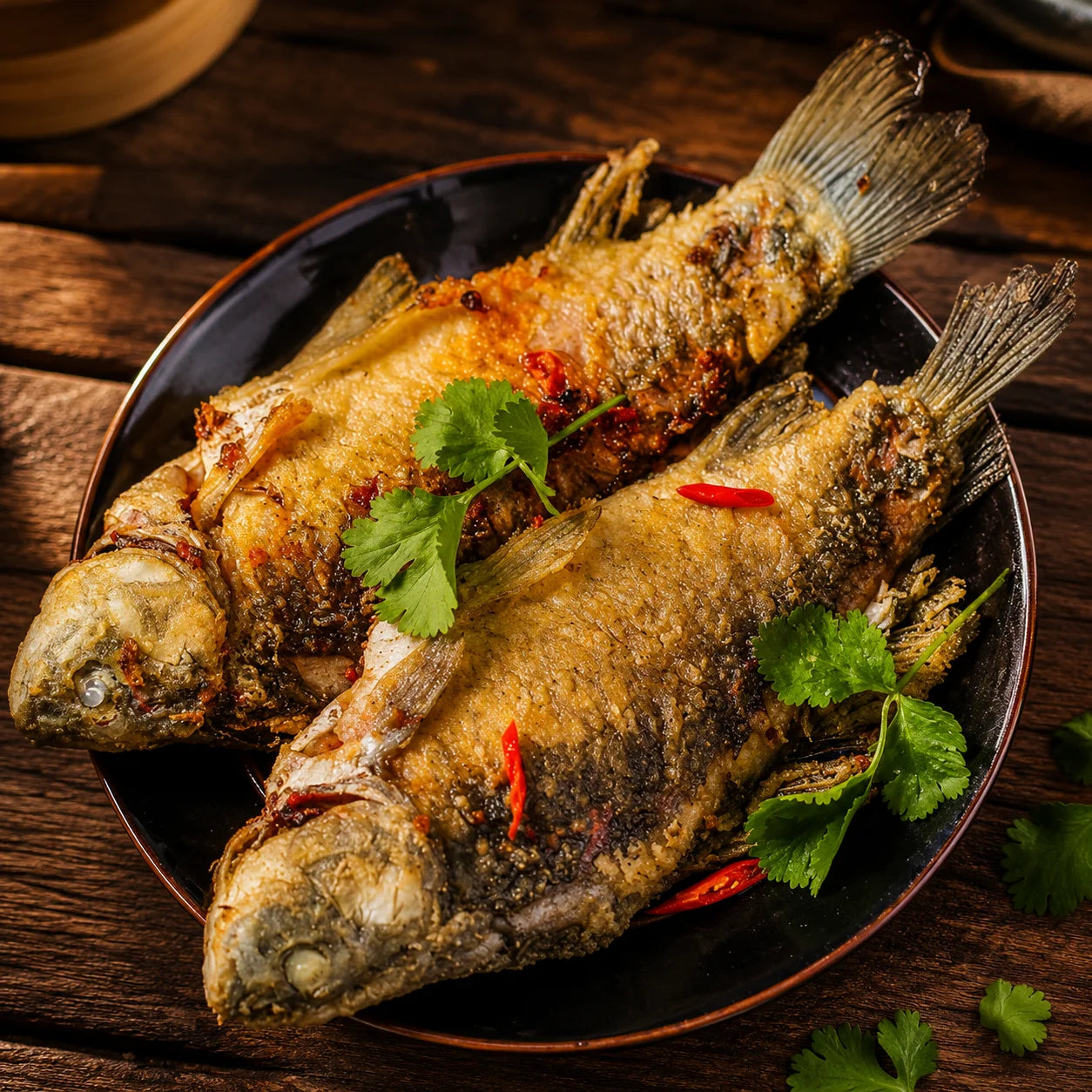 Fresh fried fish meal
