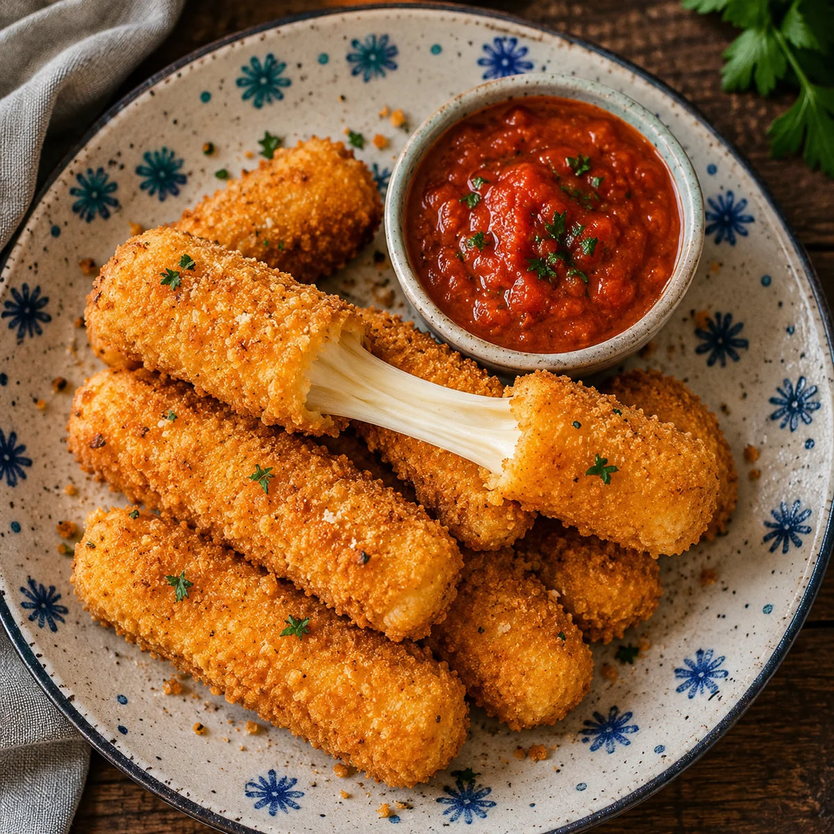 Golden fried cheese sticks
