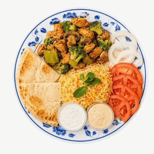 Grilled vegetable gyro platter
