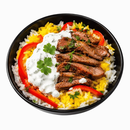 Halal gyro rice bowl
